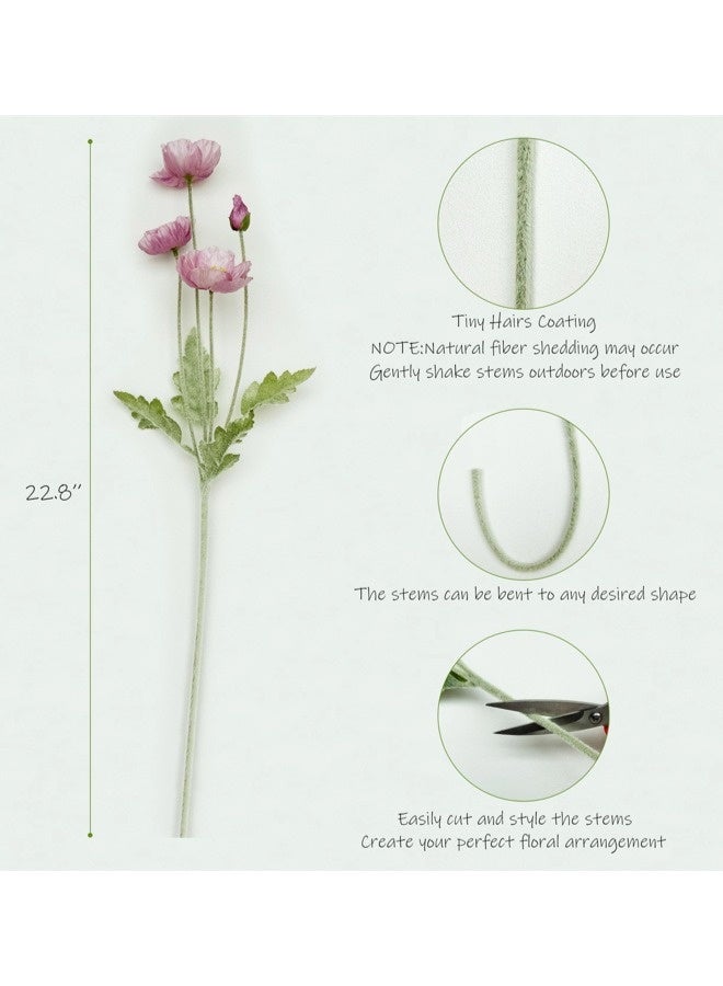 شيبشيب زهور صناعية من الخشخاش – باقة حرير مكوّنة من 3 قطع، مناسبة للزفاف وديكور المنزل والحفلات وتنسيقات الطاولات المركزية - Image 2